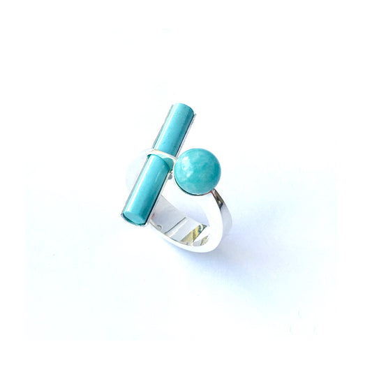 Ring met amazoniet in zilver of goud