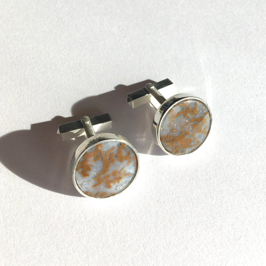 Brut. Silver cufflinks with moss agate