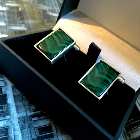 Brut. Green cufflinks with malachite gemstones