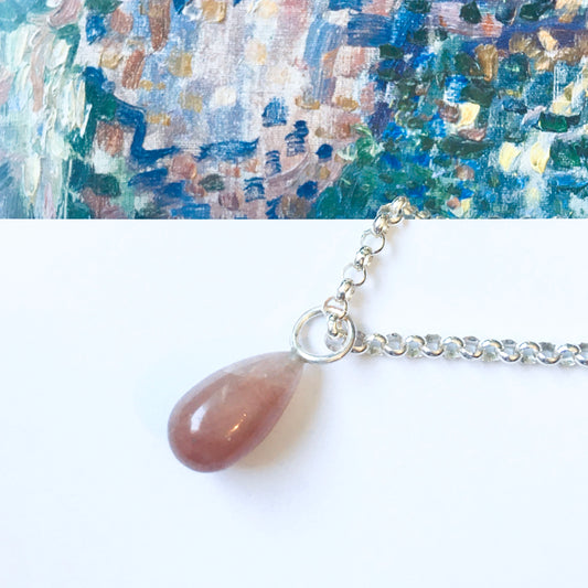 Silver necklace with sunstone pendant